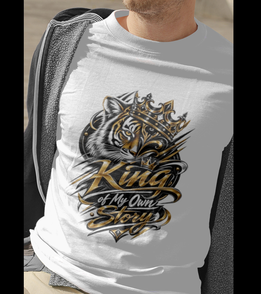 King Of My Own Story Tiger Crown Motif T-Shirt