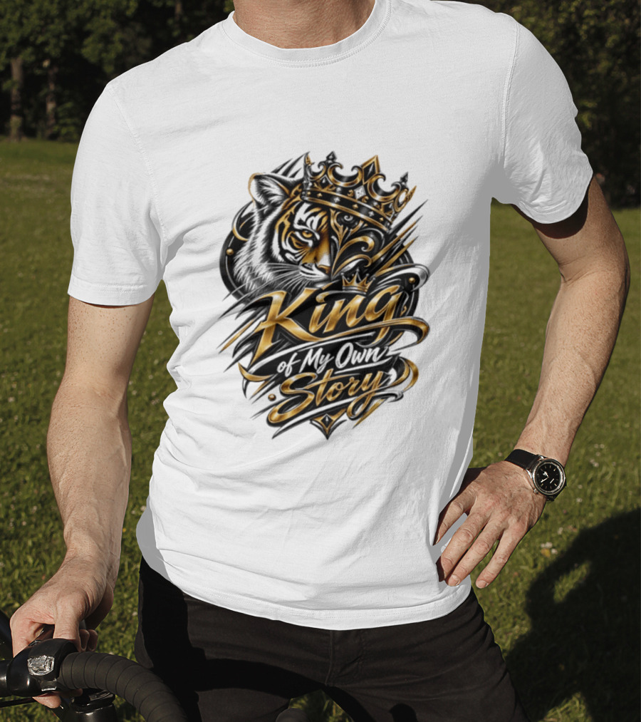 King Of My Own Story Tiger Crown Motif T-Shirt