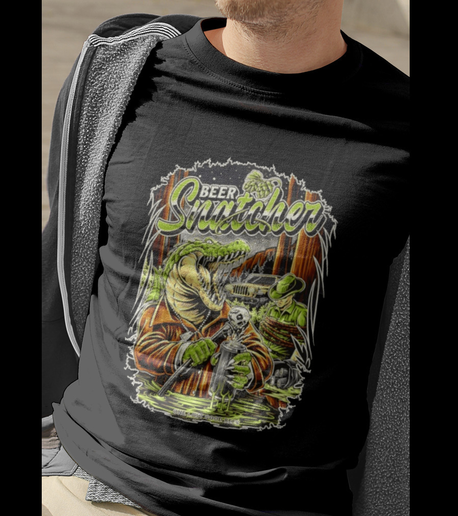 Beer Snatcher Alligator One Last Good Beer Hunter Scene T-Shirt