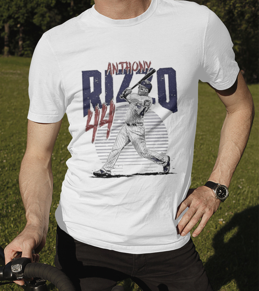 Anthony Rizzo 44 Chicago Cubs Slugger Baseball Swing T-Shirt