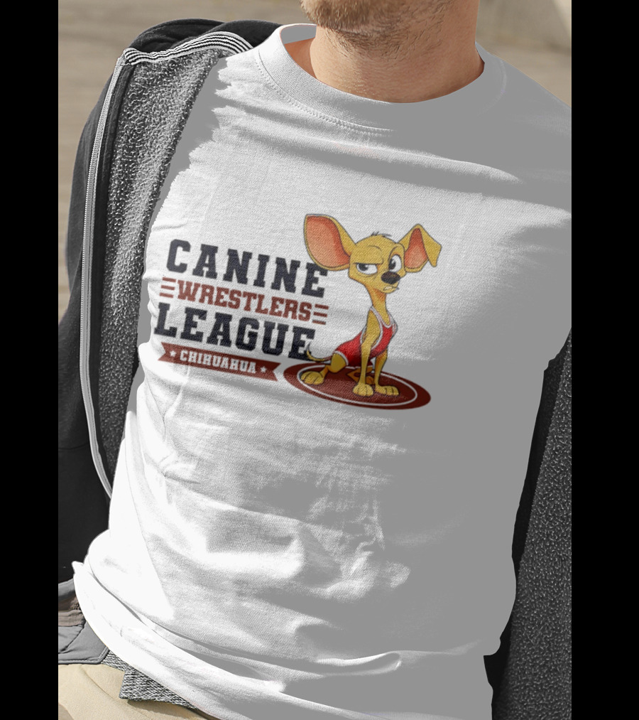 Canine Wrestlers League Chihuahua Wrestler Cartoon T-Shirt