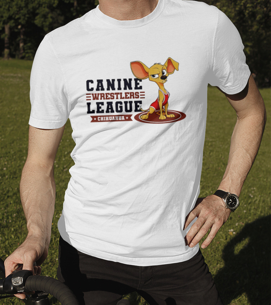 Canine Wrestlers League Chihuahua Wrestler Cartoon T-Shirt
