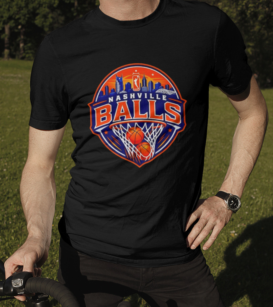 Nashville Balls Basketball Sports Skyline And Net T-Shirt