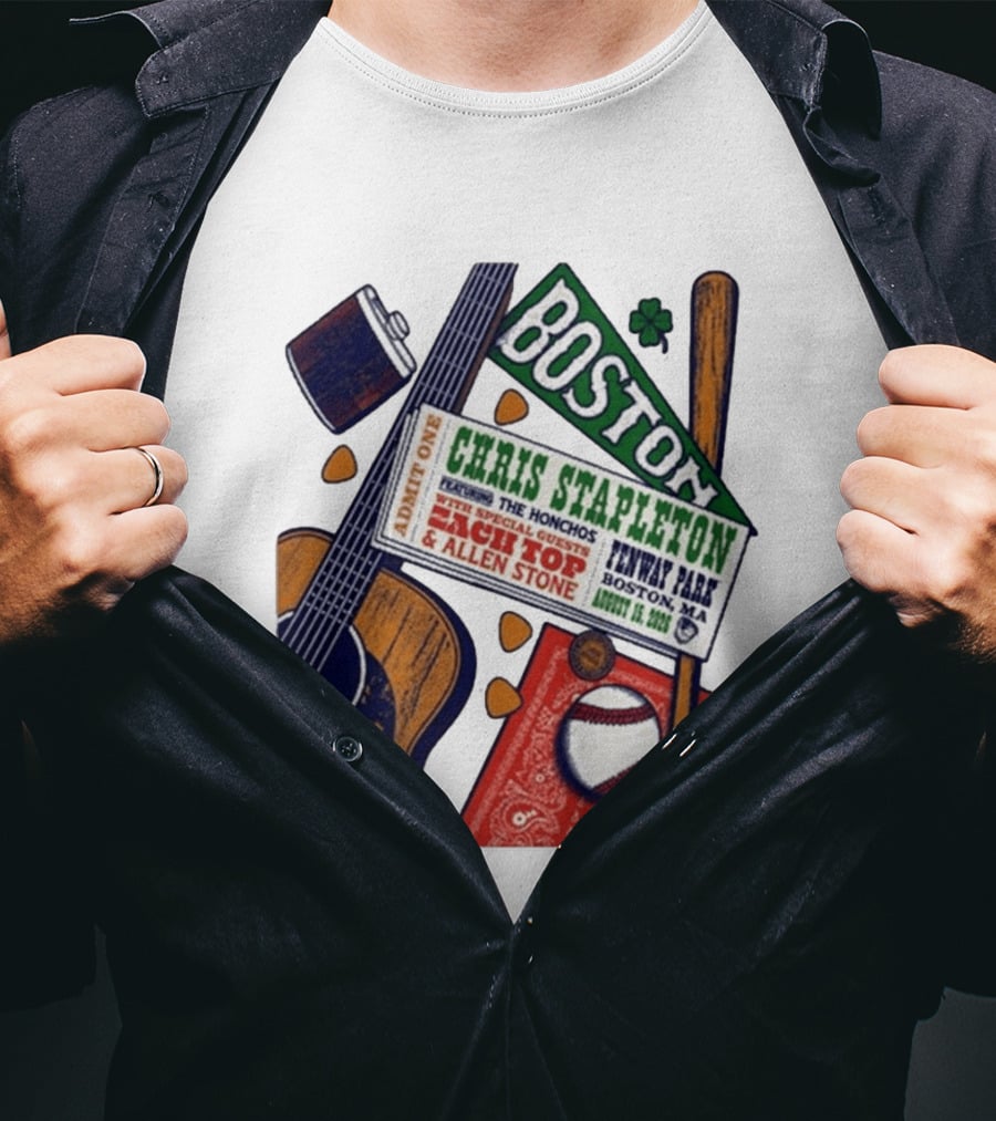 Chris Stapleton Live At Fenway Park Boston August 15 2026 Featuring The Honchos Zach Top Allen Stone T-Shirt