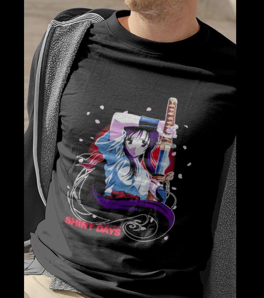 Shiny Days Anime Girl Katana Samurai T-Shirt