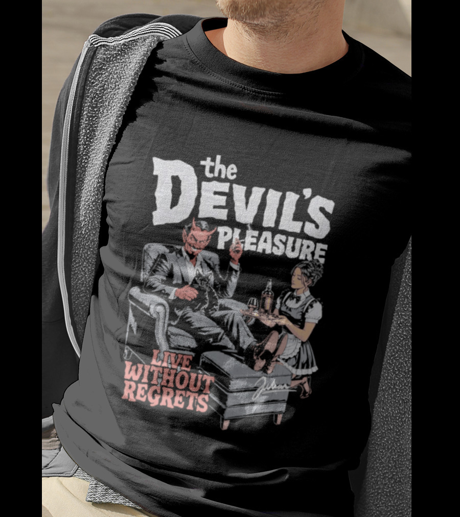 The Devil's Pleasure Live Without Regrets Vintage Lounge Scene T-Shirt