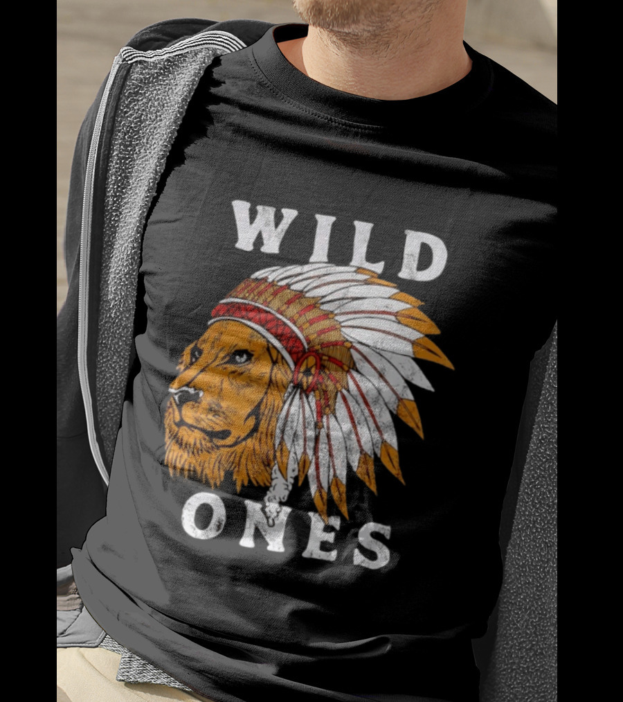 Wild Ones Lion Native American Headdress T-Shirt
