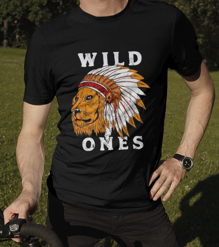 Wild Ones Lion Native American Headdress T-Shirt