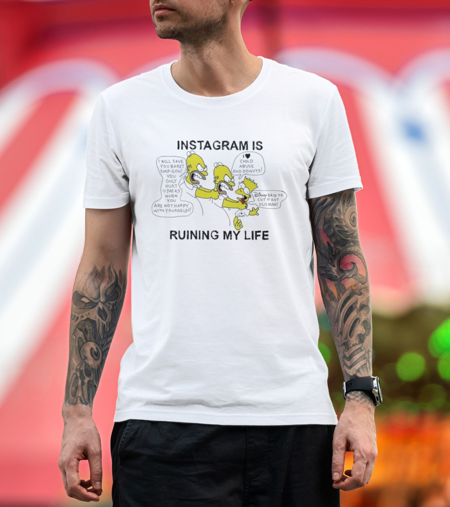 Instagram Is Ruining My Life Bart Simpson Clone Abuse Donuts T-Shirt