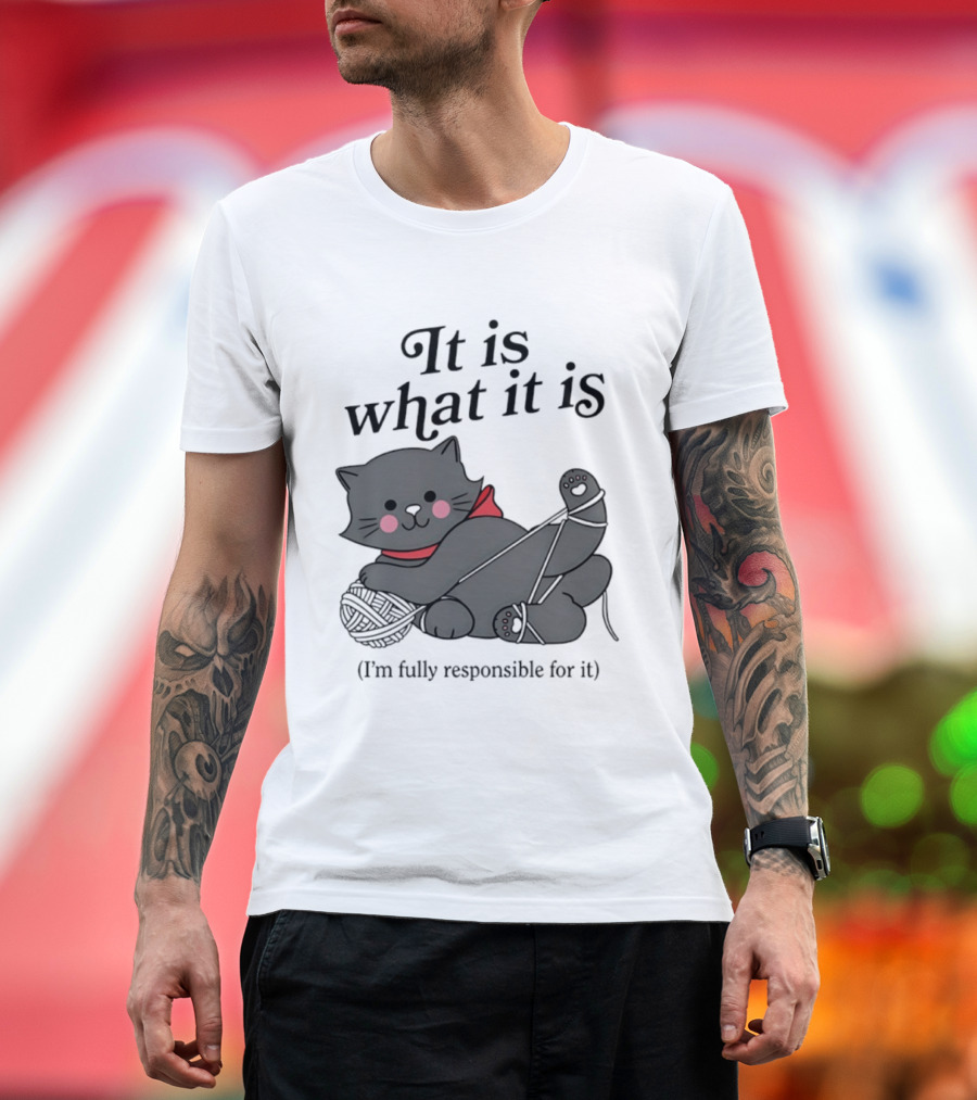 It Is What It Is Playful Cat With Yarn I'm Fully Responsible For It T-Shirt