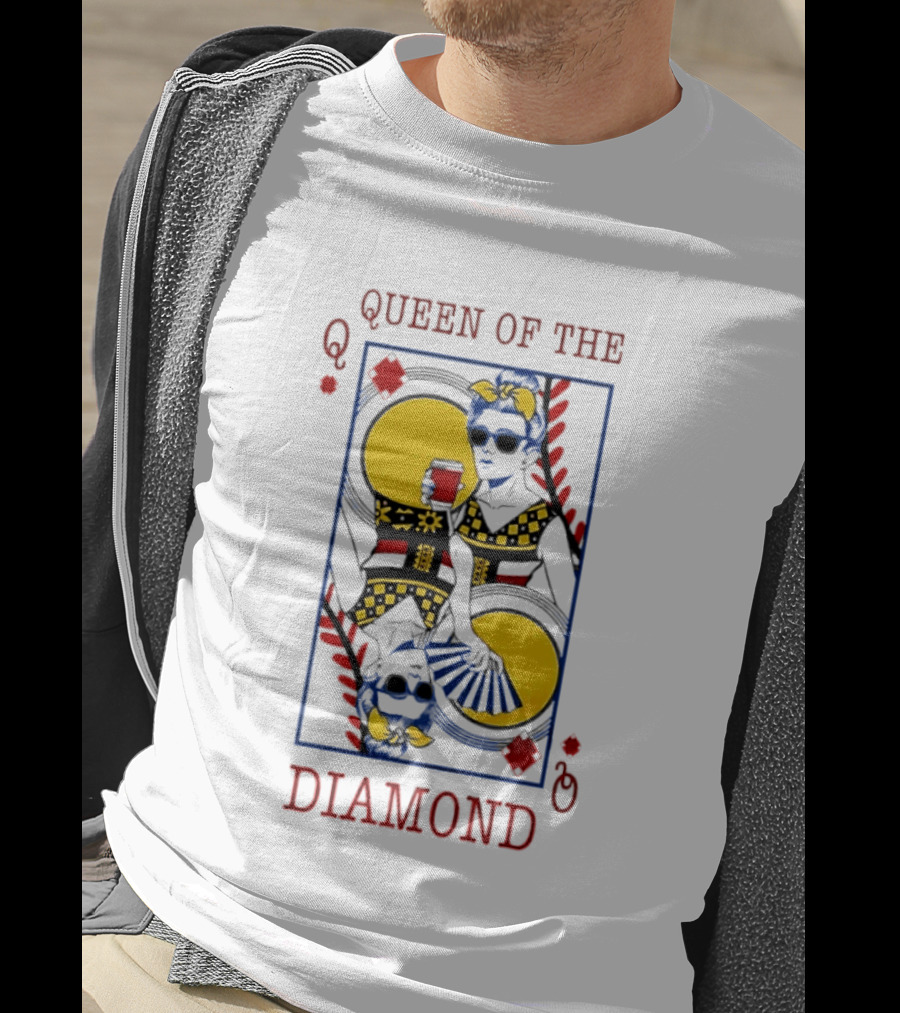 Queen Of The Diamond Playing Card Baseball T-Shirt