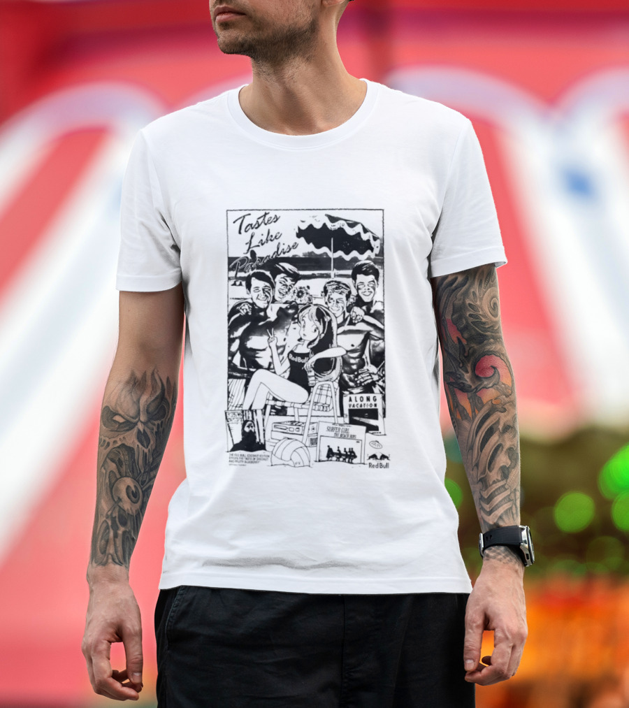 Tastes Like Paradise Vacation Surfer Girl The Beach Boys Red Bull T-Shirt