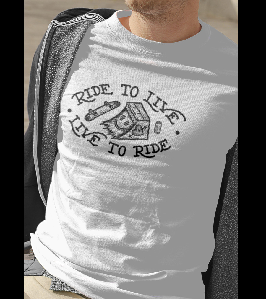 Ride To Live Live To Ride Skateboard Beer House T-Shirt