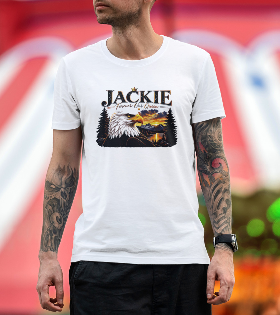 Jackie Forever Our Queen Eagle Sunset Mountain Scene T-Shirt