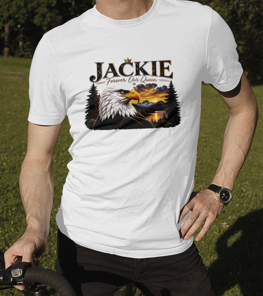 Jackie Forever Our Queen Eagle Sunset Mountain Scene T-Shirt