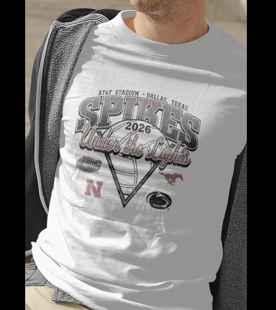 AT&T Stadium Spikes Under The Lights 2026 Dallas Texas Gators Huskers Mustangs Football Event T-Shirt