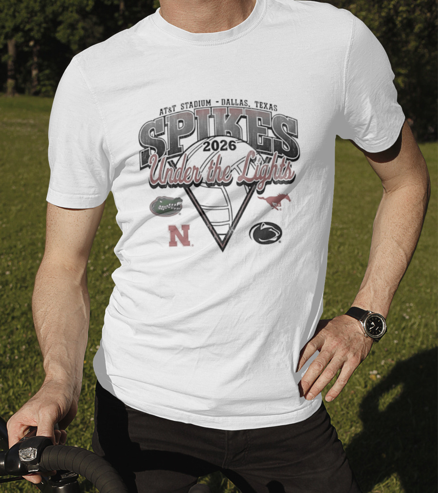 AT&T Stadium Spikes Under The Lights 2026 Dallas Texas Gators Huskers Mustangs Football Event T-Shirt