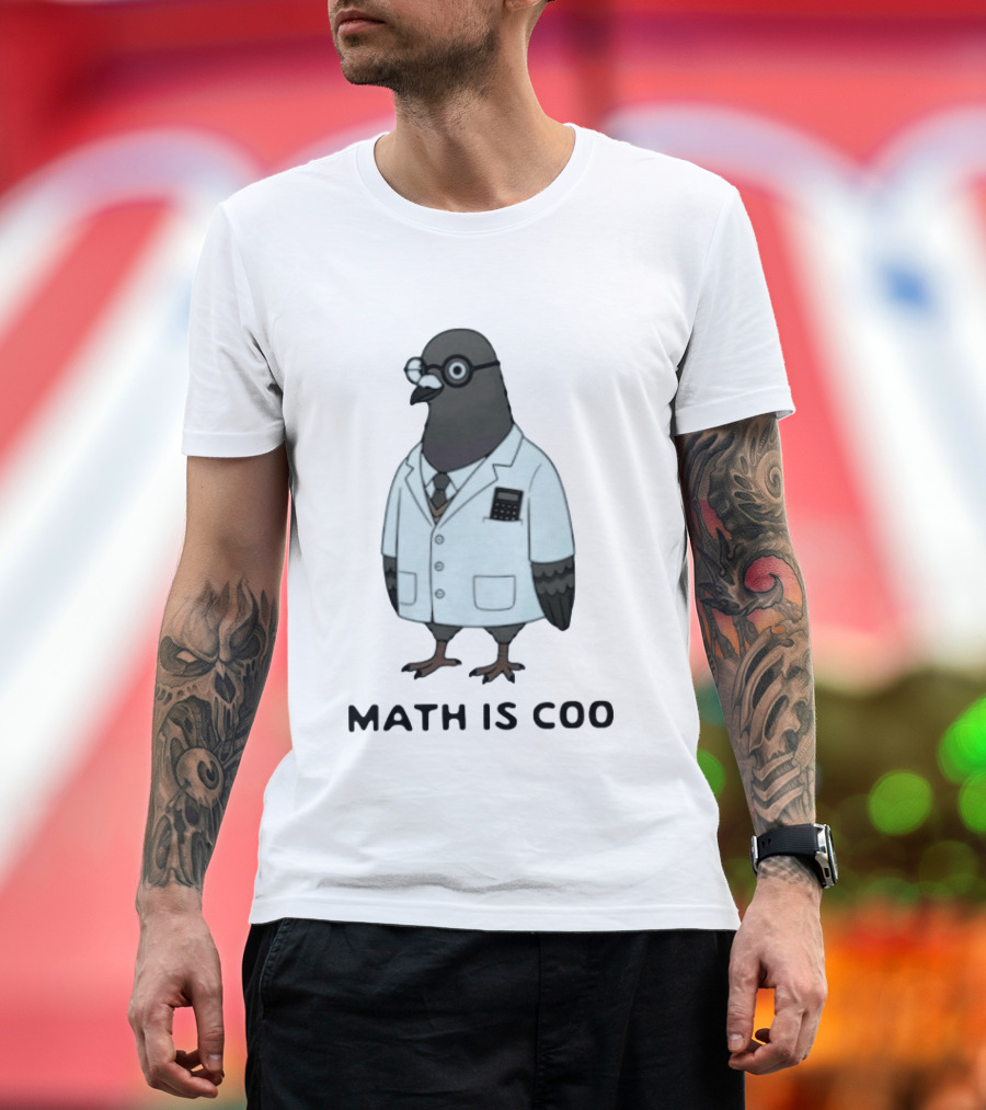 Quirky Math Is Coo Pigeon Scientist Bird With Calculator And Glasses T-Shirt