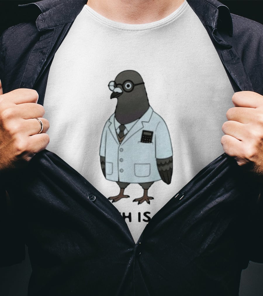 Quirky Math Is Coo Pigeon Scientist Bird With Calculator And Glasses T-Shirt