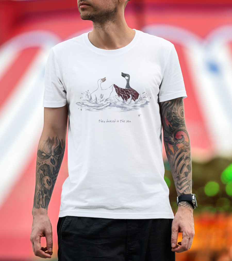 They Danced In The Sea Goose Ducks Watercolor T-Shirt