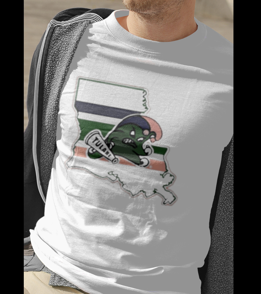 Tulane Green Wave Louisiana State Mardi Gras Map T-Shirt