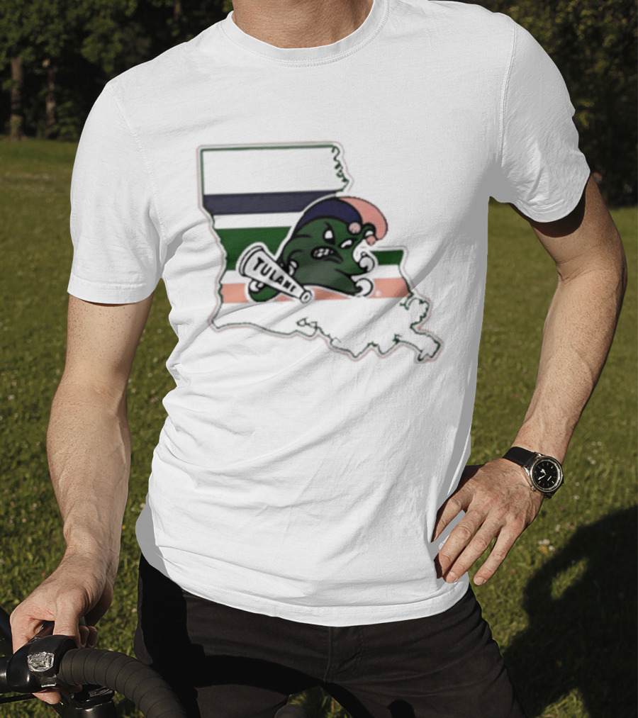 Tulane Green Wave Louisiana State Mardi Gras Map T-Shirt