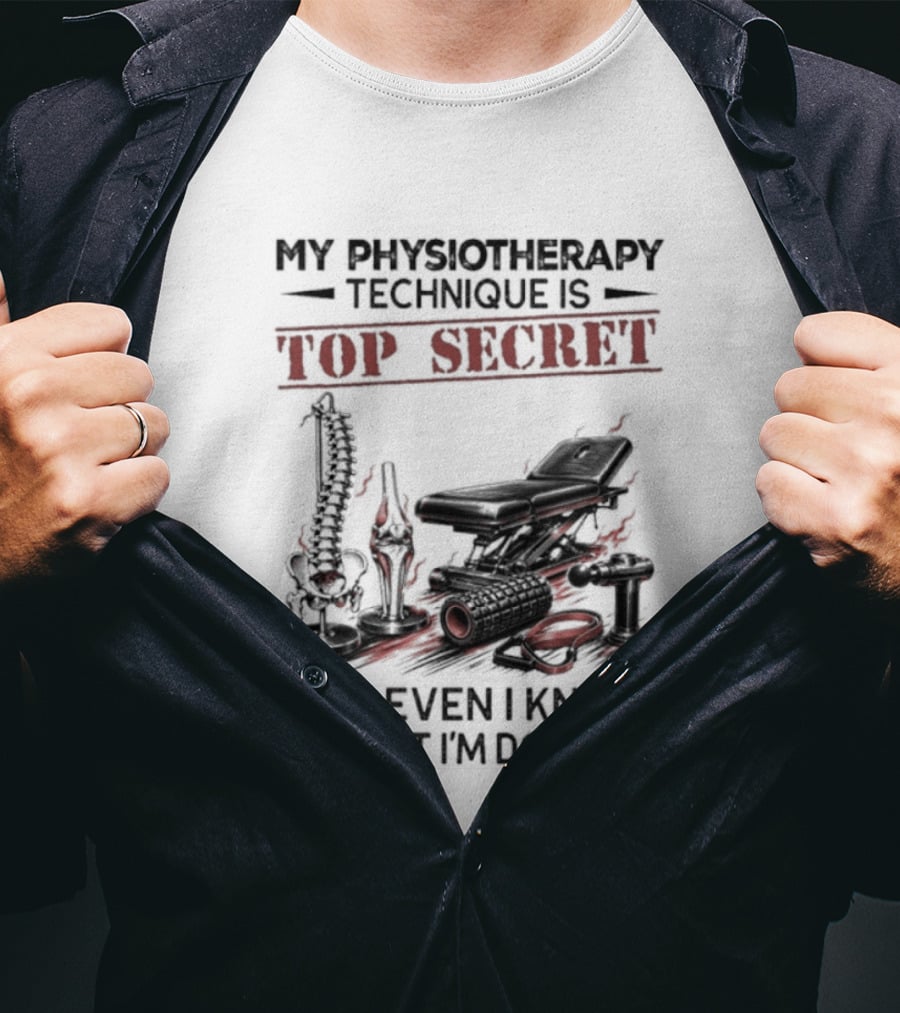 My Physiotherapy Technique Is Top Secret Not Even I Know What I'm Doing With Spinal Cord And Adjustment Table T-Shirt