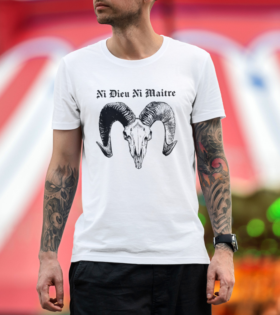 Ni Dieu Ni Maitre Ram Skull Anarchist T-Shirt