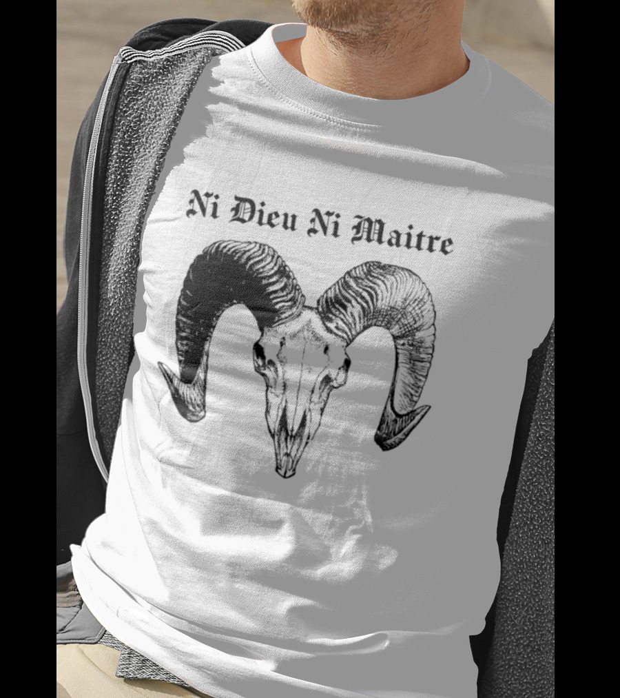 Ni Dieu Ni Maitre Ram Skull Anarchist T-Shirt