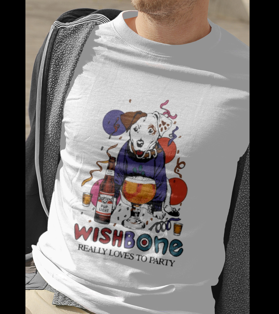 Wishbone Really Loves To Party Dog Beer Celebration T-Shirt