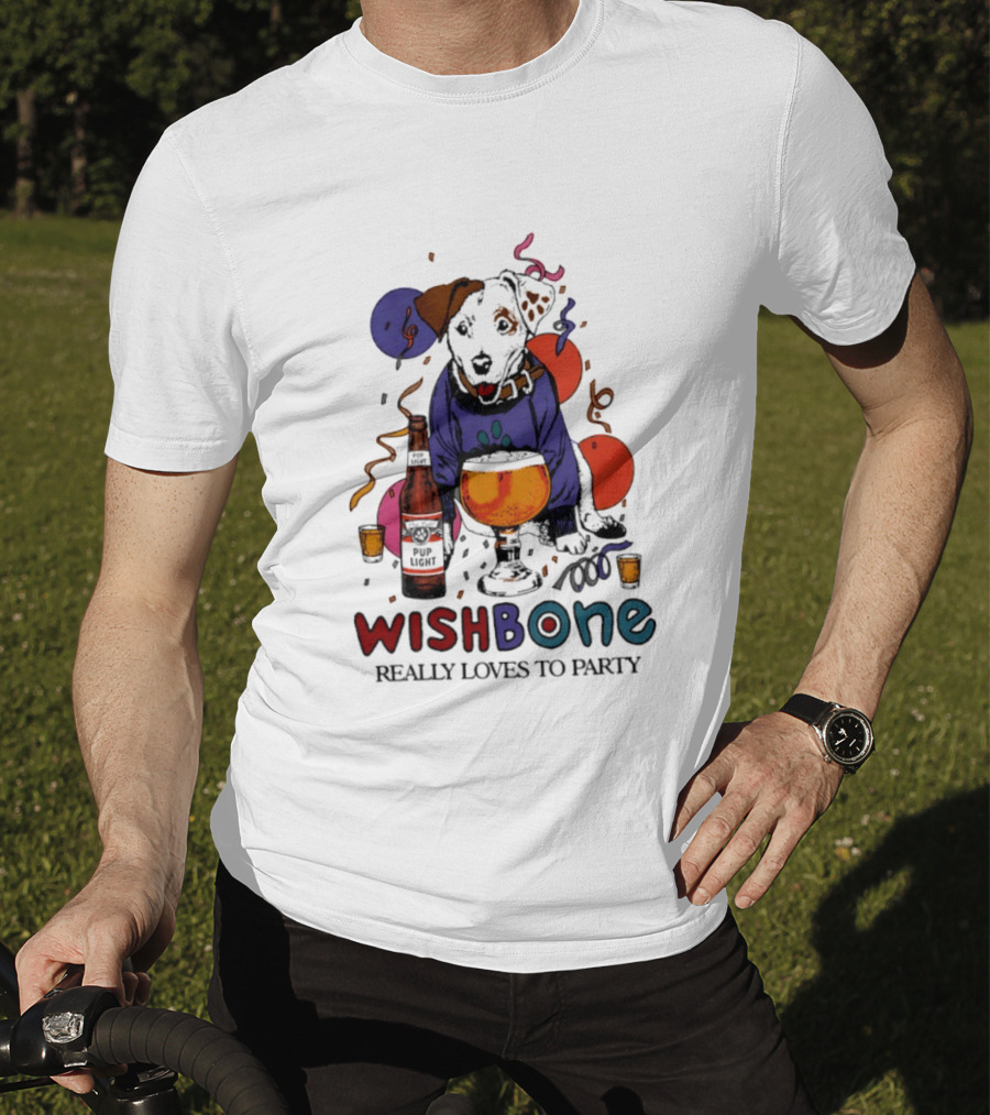 Wishbone Really Loves To Party Dog Beer Celebration T-Shirt