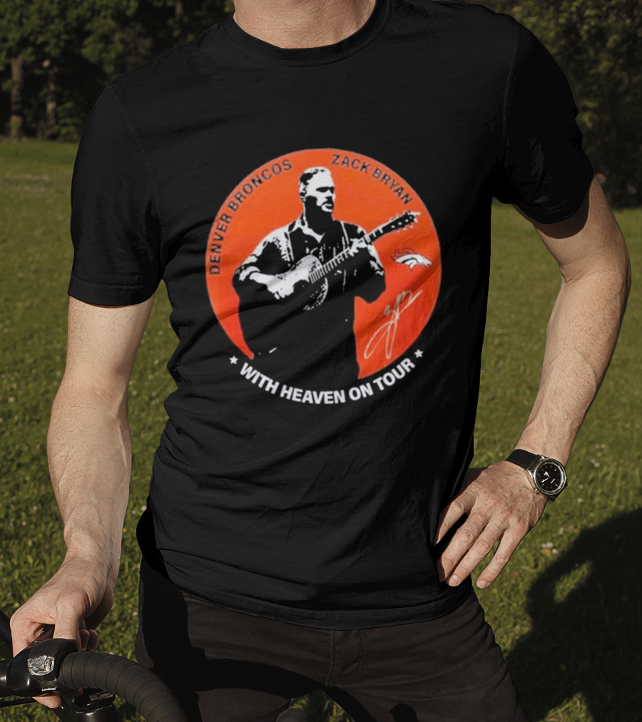 Denver Broncos 2026 Zach Bryan With Heaven On Tour Football Collaboration T-Shirt