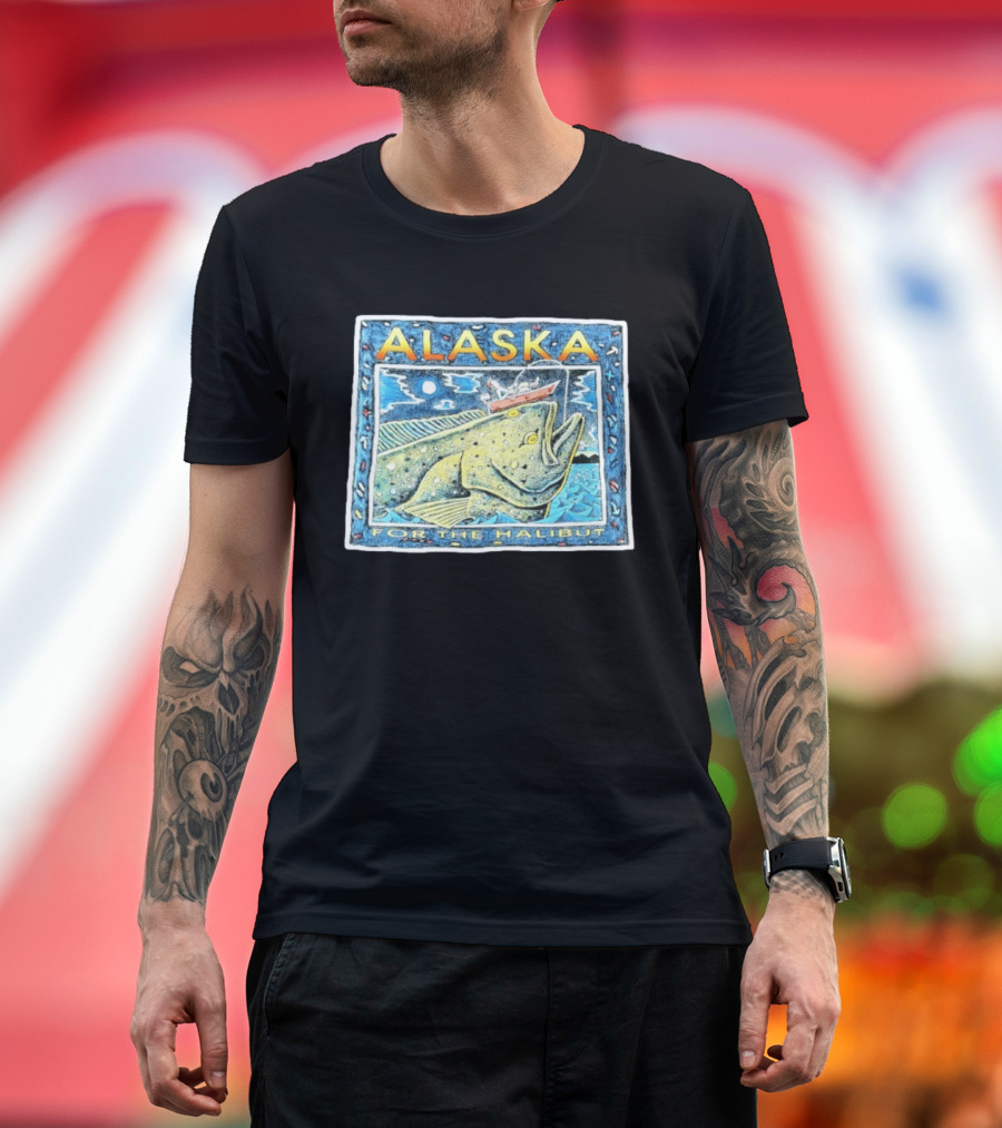 Alaska For The Halibut Fishing Adventure Under Moonlit Sky T-Shirt