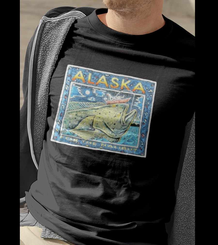 Alaska For The Halibut Fishing Adventure Under Moonlit Sky T-Shirt