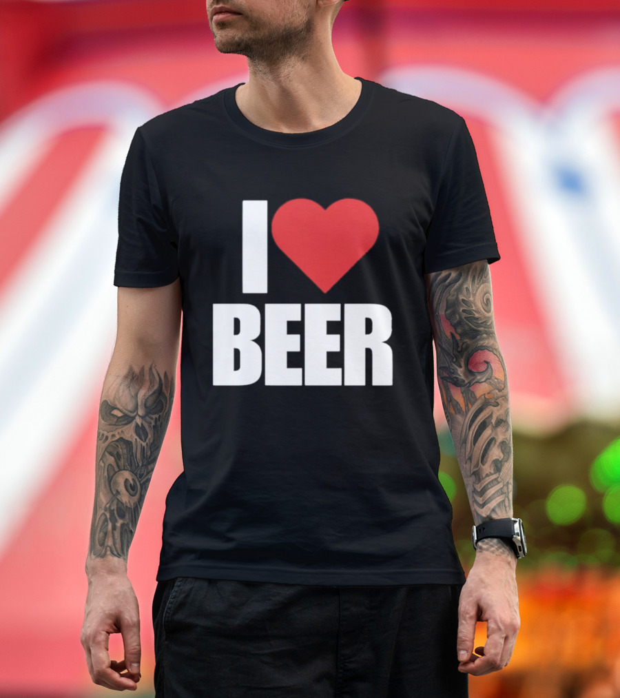 I Love Beer Bold Red Heart T-Shirt