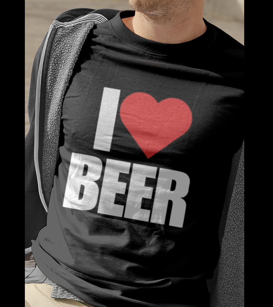 I Love Beer Bold Red Heart T-Shirt