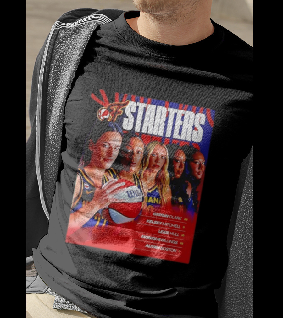 Indiana Fever Basketball Starters Caitlin Clark Kelsey Mitchell Lexie Hull Monique Billings Aliyah Boston T-Shirt