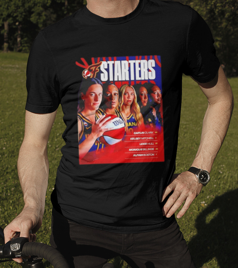 Indiana Fever Basketball Starters Caitlin Clark Kelsey Mitchell Lexie Hull Monique Billings Aliyah Boston T-Shirt