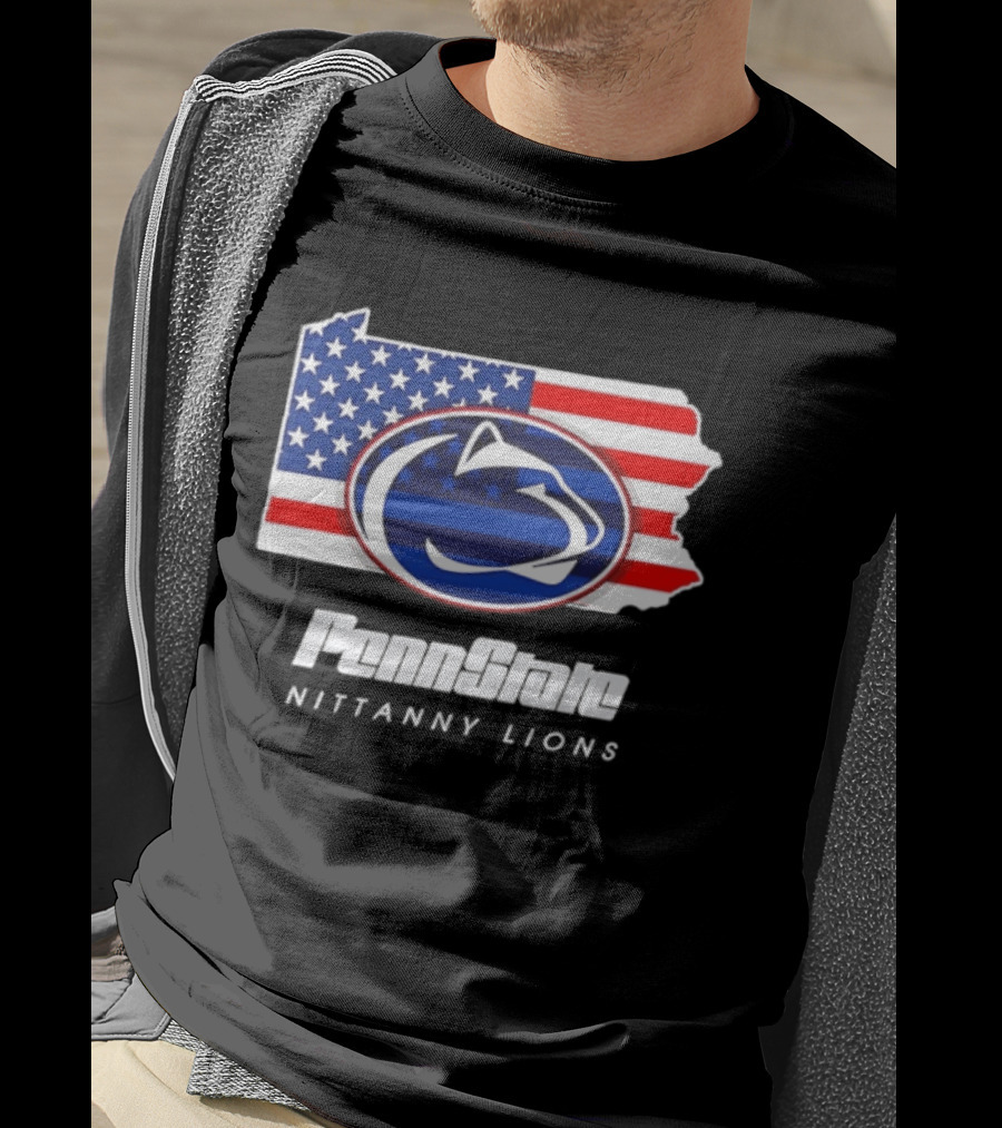 Penn State Nittany Lions Pennsylvania Flag American Pride T-Shirt