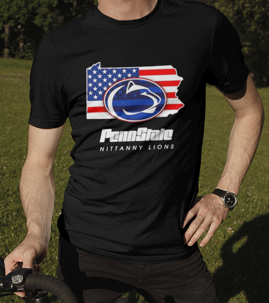 Penn State Nittany Lions Pennsylvania Flag American Pride T-Shirt