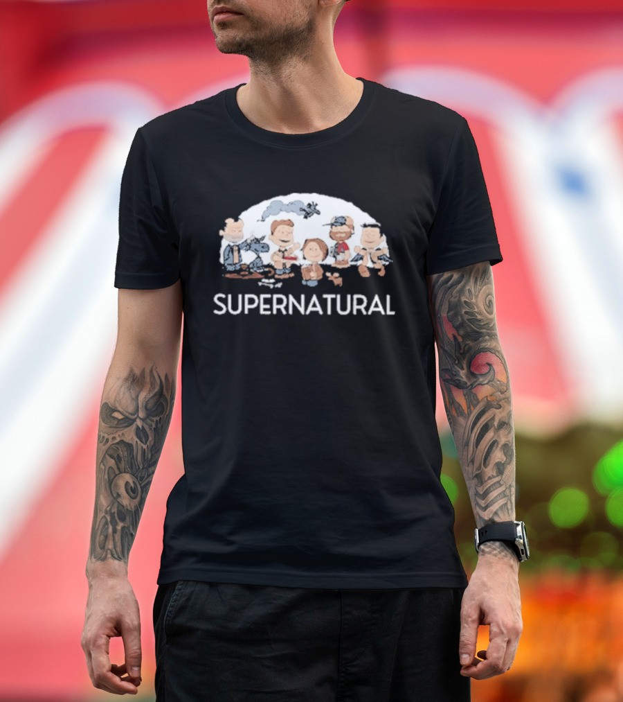 Supernatural Peanuts Cartoon Crossover Characters Collection T-Shirt
