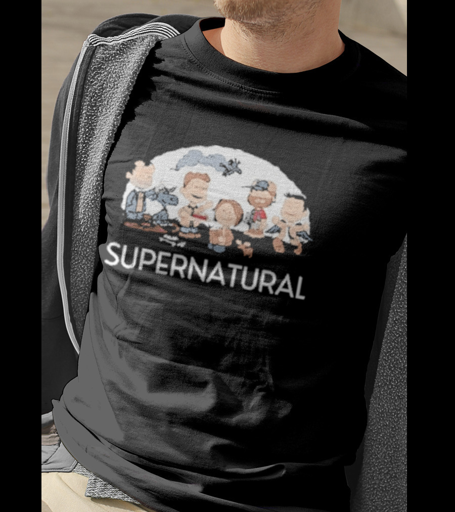 Supernatural Peanuts Cartoon Crossover Characters Collection T-Shirt