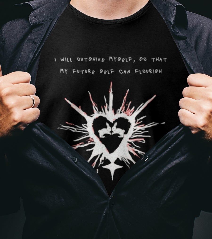 I Will Outshine Myself So That My Future Self Can Flourish Rabbits Heart Motif T-Shirt
