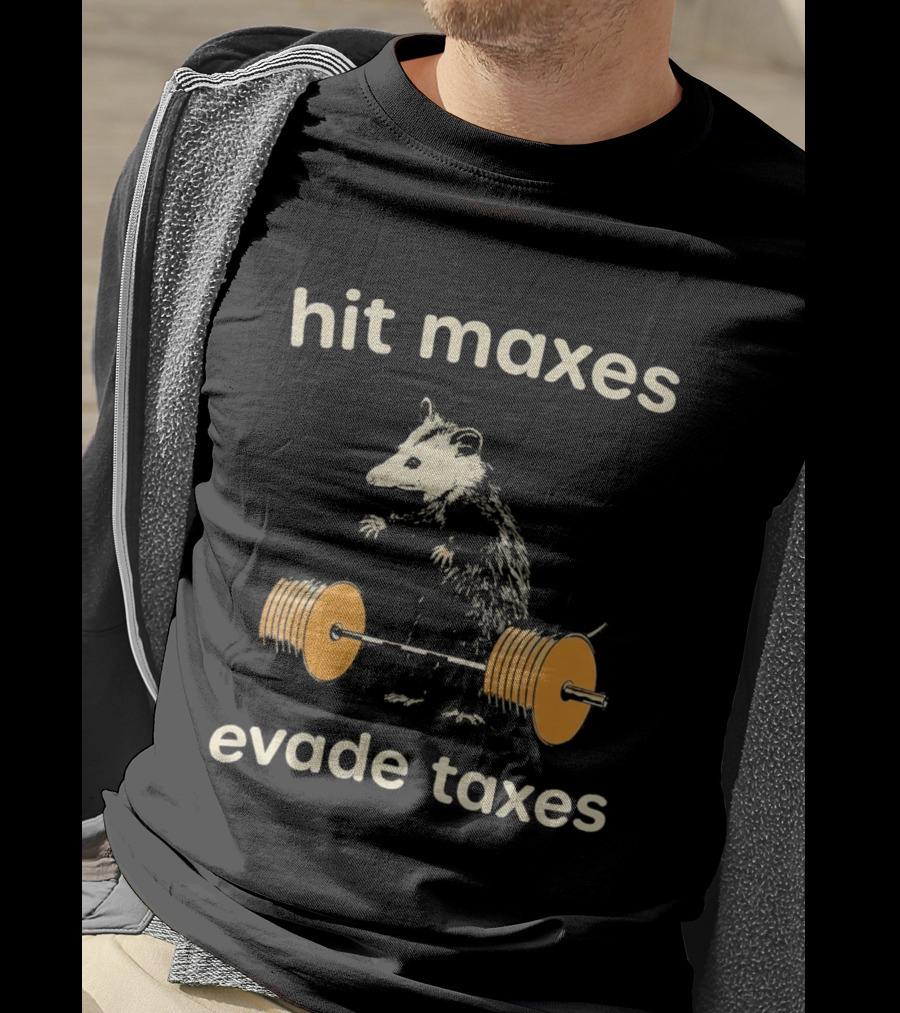Hit Maxes Evade Taxes Mouse Bench Press T-Shirt