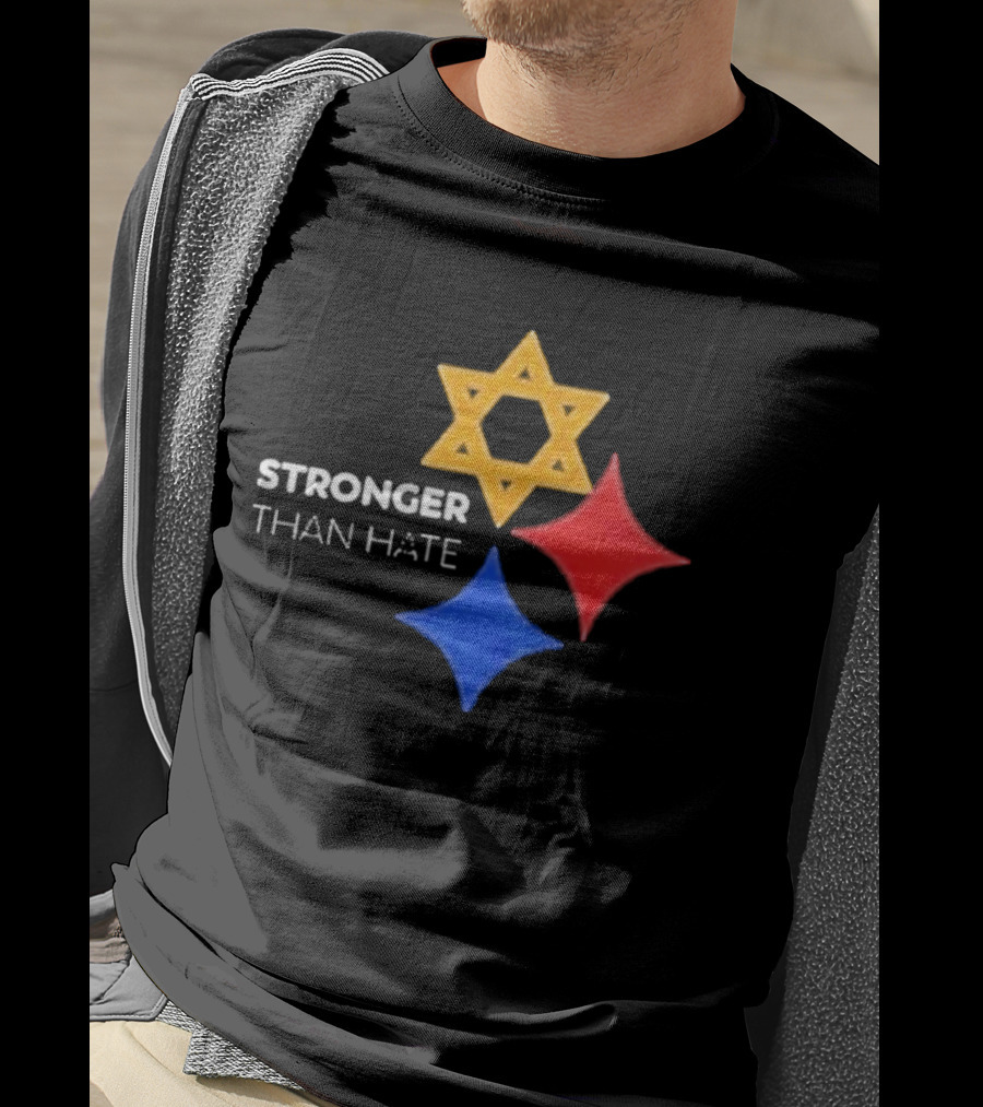 Pittsburgh Steelers Stronger Than Hate Star Of David Yellow Red Blue T-Shirt