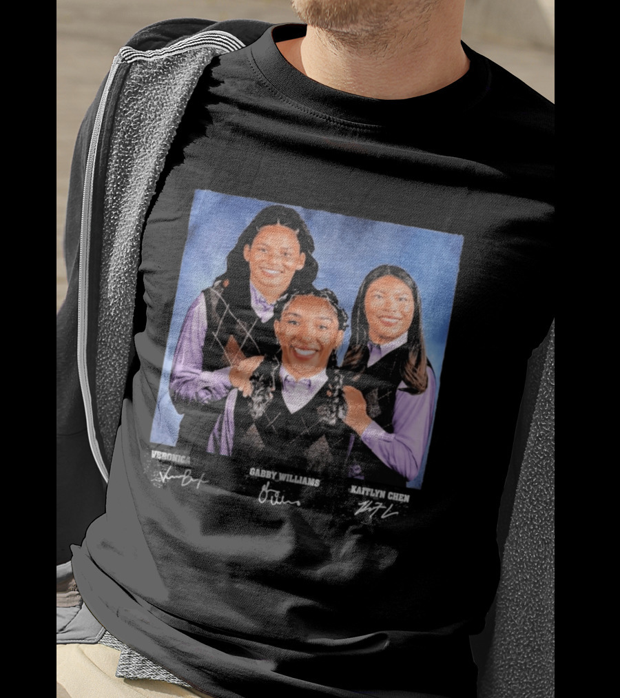 Veronica Burton Gabby Williams Kaitlyn Chen Step Brothers Argyle Sweater Purple T-Shirt