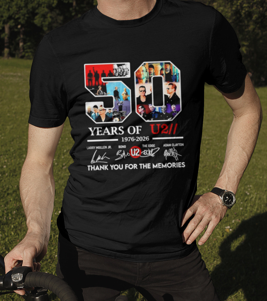 50 Years Of U2 1976 2026 Larry Mullen Jr Bono The Edge Adam Clayton Thank You For The Memories T-Shirt