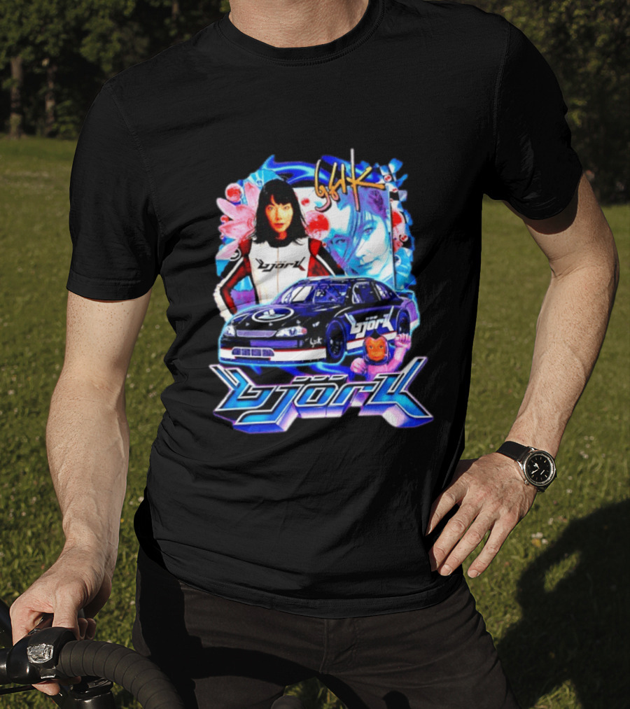 Vintage Bjork Racing Car Graphic Icelandic Music T-Shirt