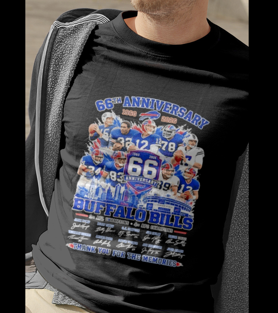 66th Anniversary Buffalo Bills 1960 2026 AFL Champions Thank You For The Memories T-Shirt