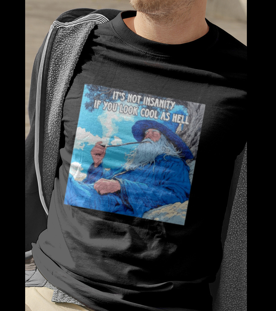 It's Not Insanity If You Look Cool As Hell Wizard Smoking Pipe T-Shirt
